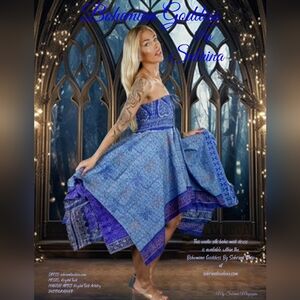 Brand New Sustainably Designed Blue Boho Silk Dress/Skirt